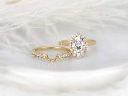 3.0 CT Elongated Cushion Solitaire Moissanite Diamond Bridal Ring Set