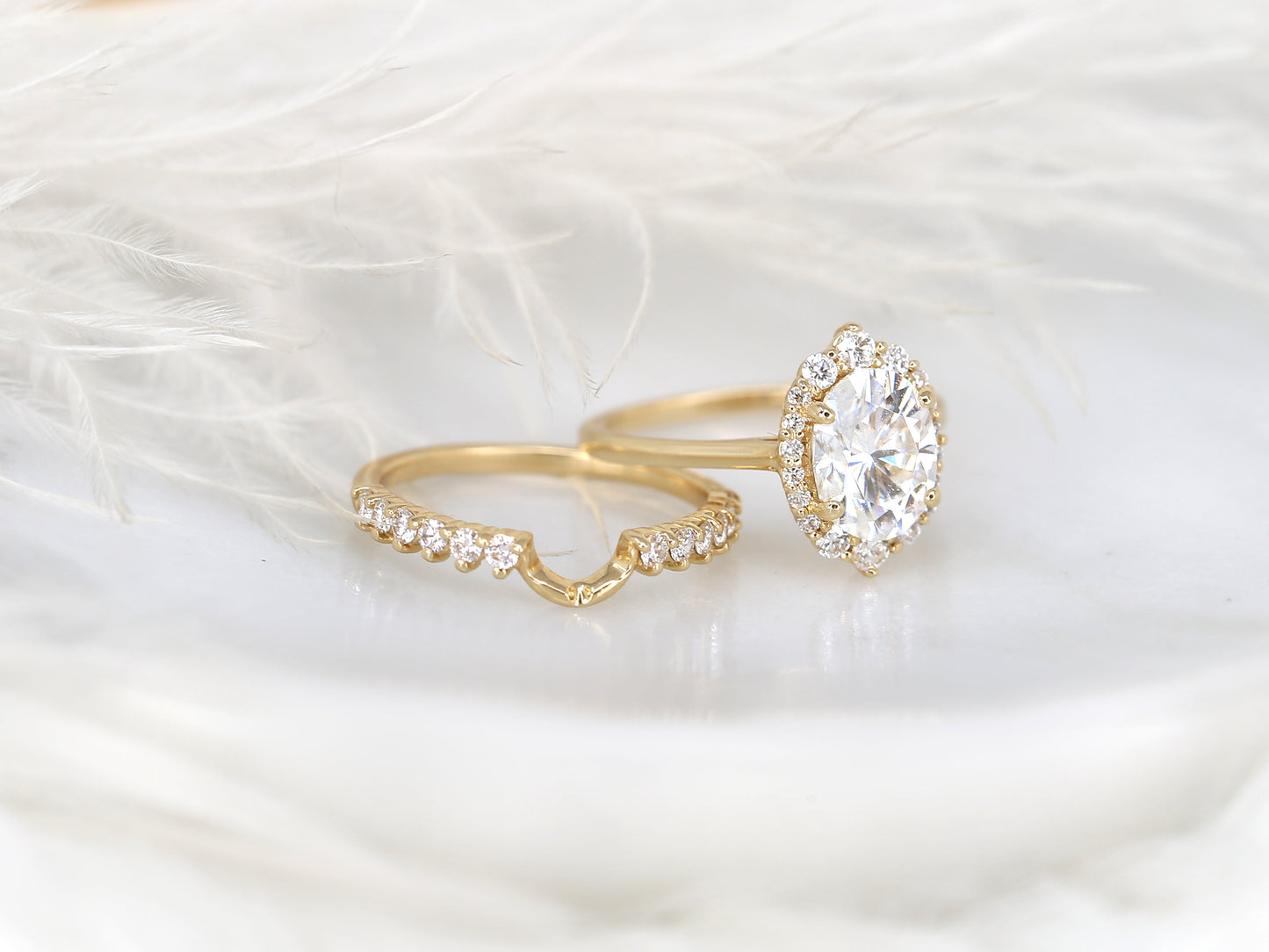 3.0 CT Elongated Cushion Solitaire Moissanite Diamond Bridal Ring Set