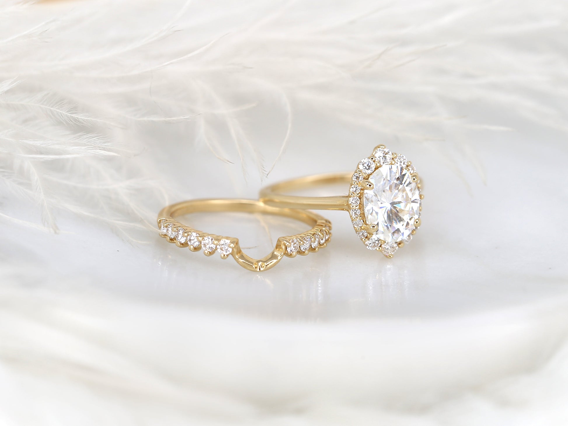 3.0 CT Elongated Cushion Solitaire Moissanite Diamond Bridal Ring Set