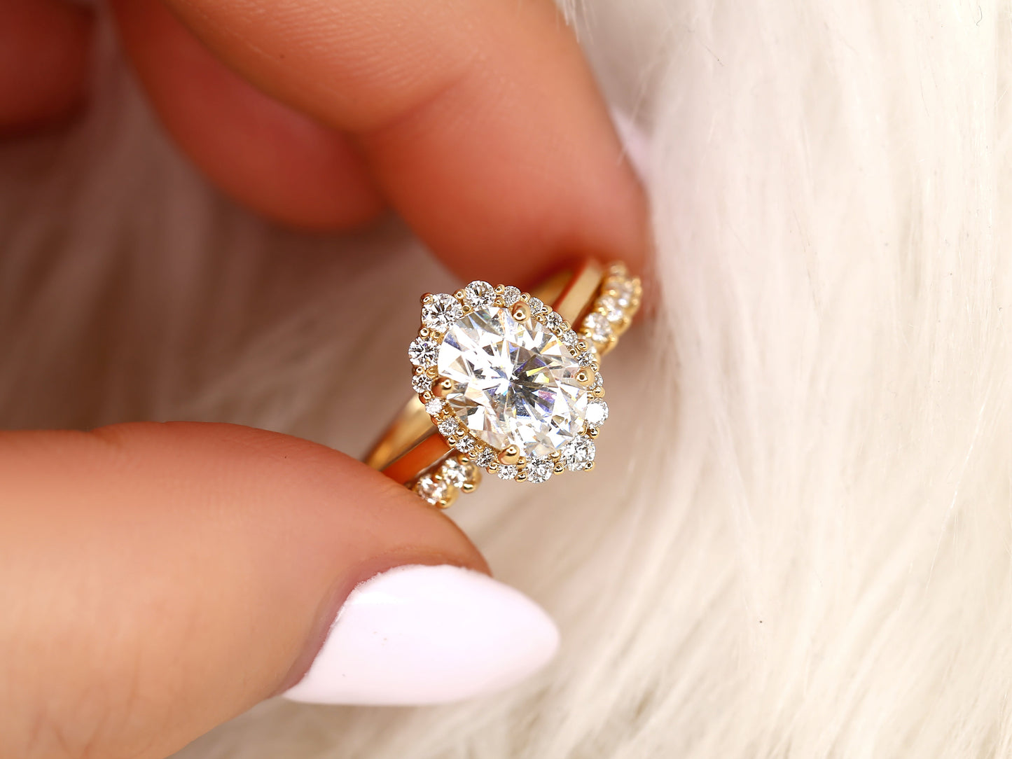 3.0 CT Elongated Cushion Solitaire Moissanite Diamond Bridal Ring Set