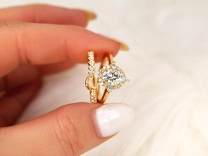 3.0 CT Elongated Cushion Solitaire Moissanite Diamond Bridal Ring Set