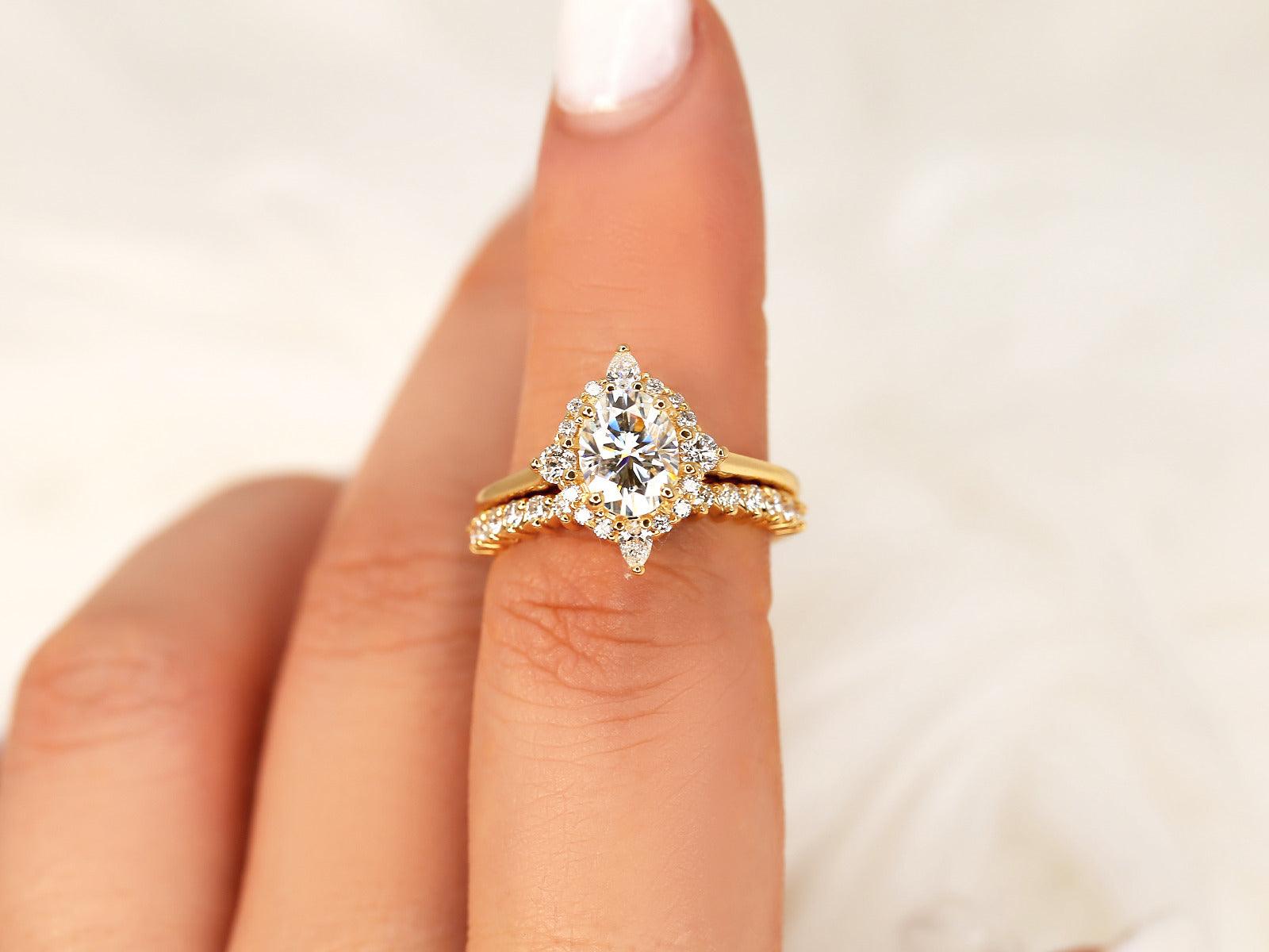 3.0 CT Elongated Cushion Solitaire Moissanite Diamond Bridal Ring Set