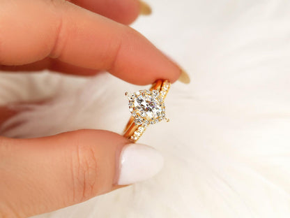 3.0 CT Elongated Cushion Solitaire Moissanite Diamond Bridal Ring Set