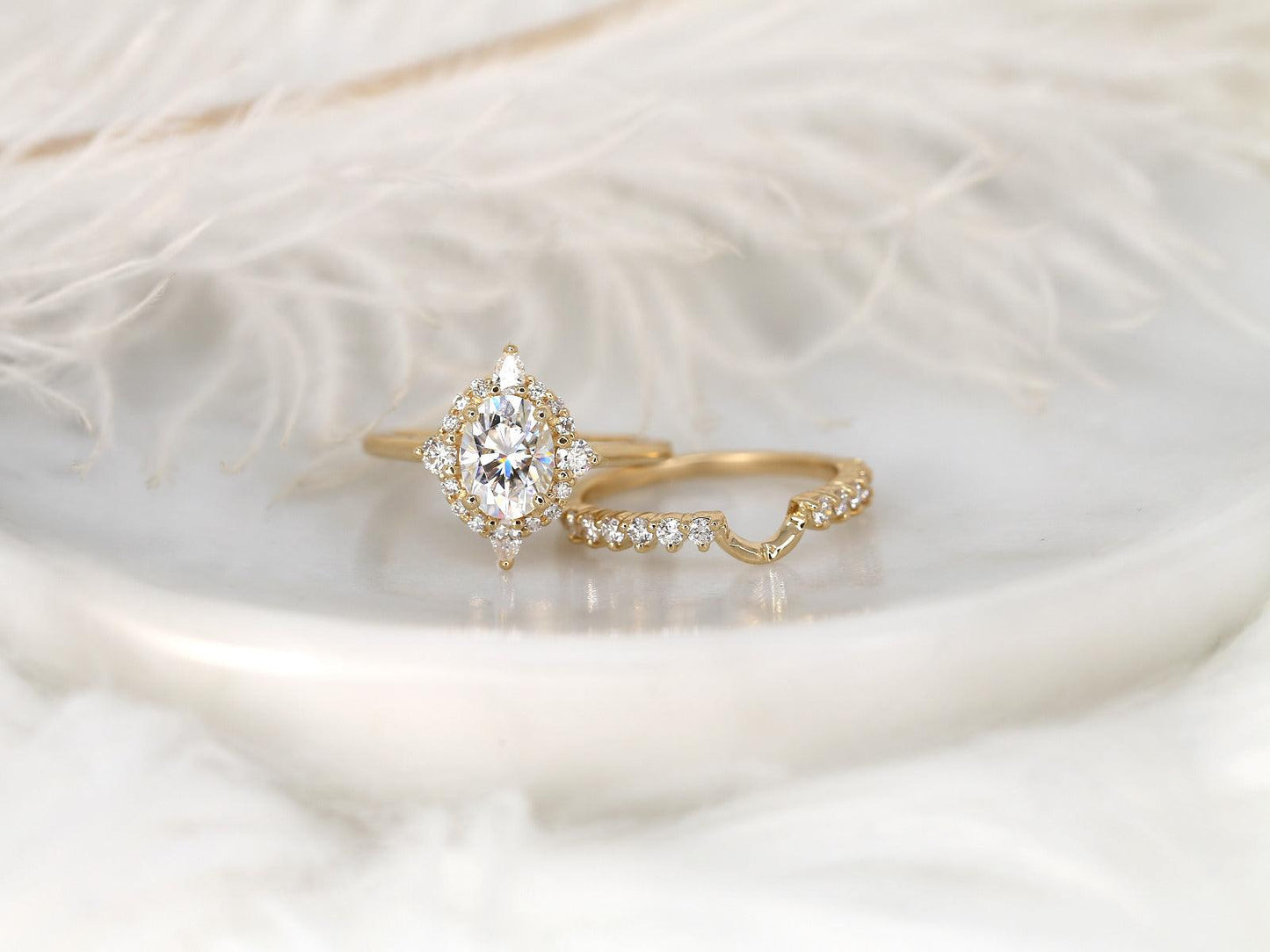 3.0 CT Elongated Cushion Solitaire Moissanite Diamond Bridal Ring Set