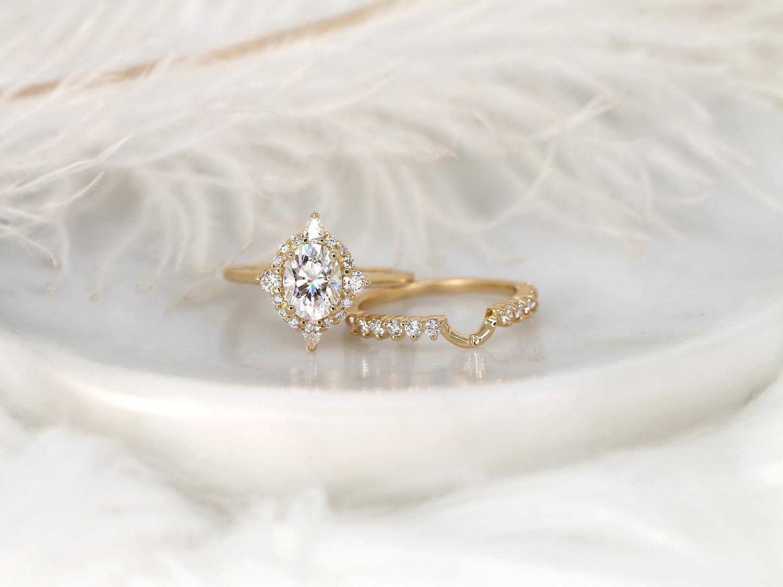 3.0 CT Elongated Cushion Solitaire Moissanite Diamond Bridal Ring Set