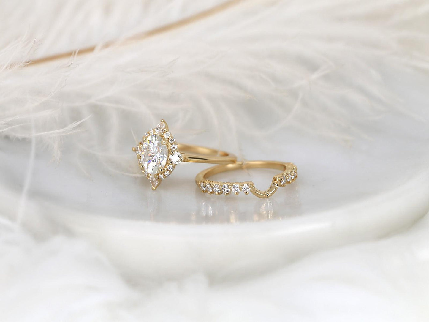 3.0 CT Elongated Cushion Solitaire Moissanite Diamond Bridal Ring Set