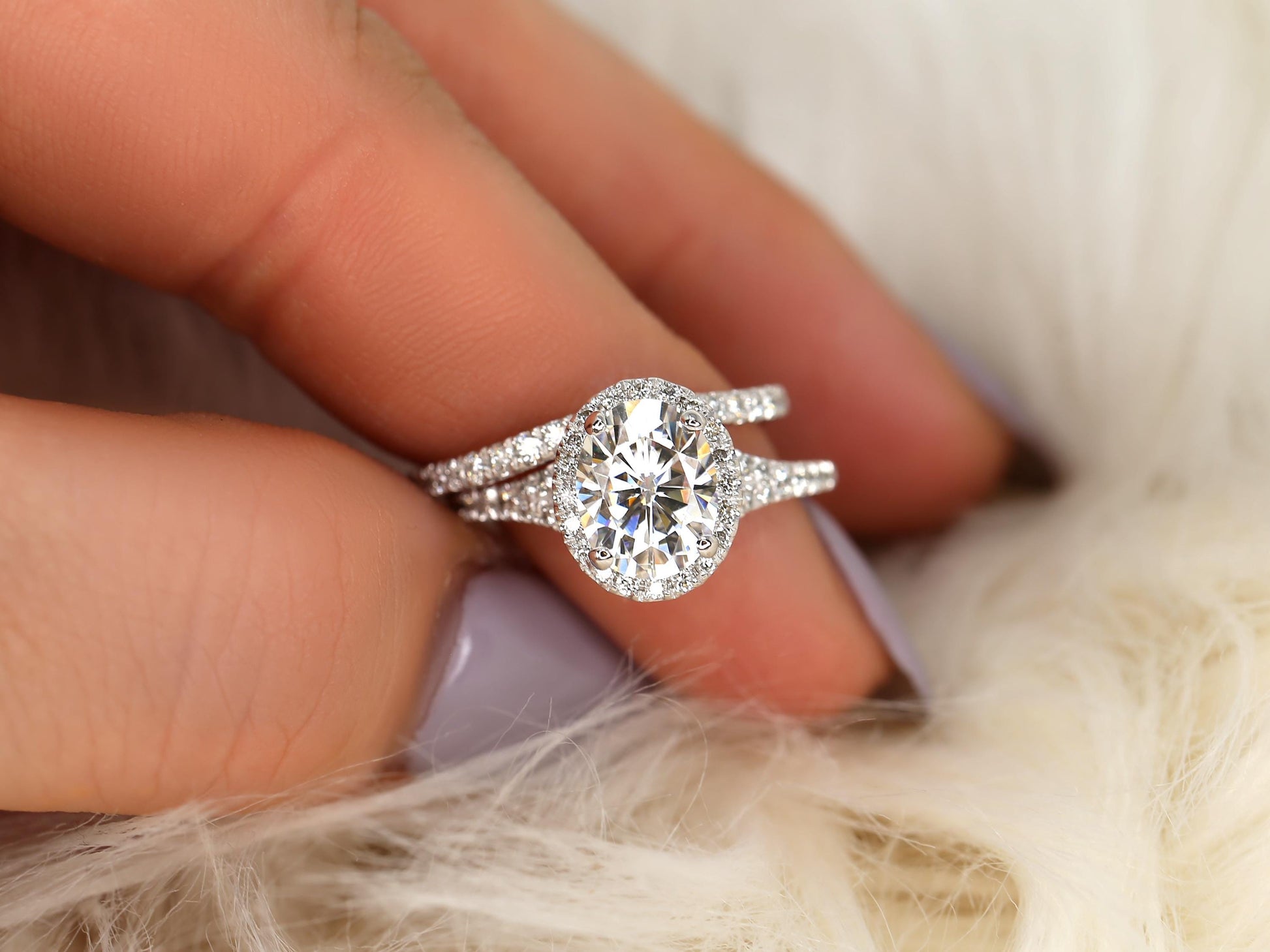 3.0 CT Elongated Cushion Solitaire Moissanite Diamond Bridal Ring Set