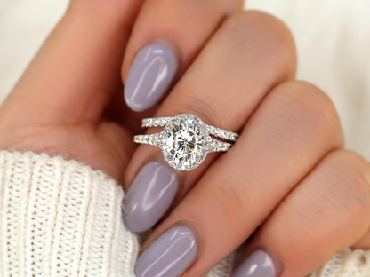 3.0 CT Elongated Cushion Solitaire Moissanite Diamond Bridal Ring Set