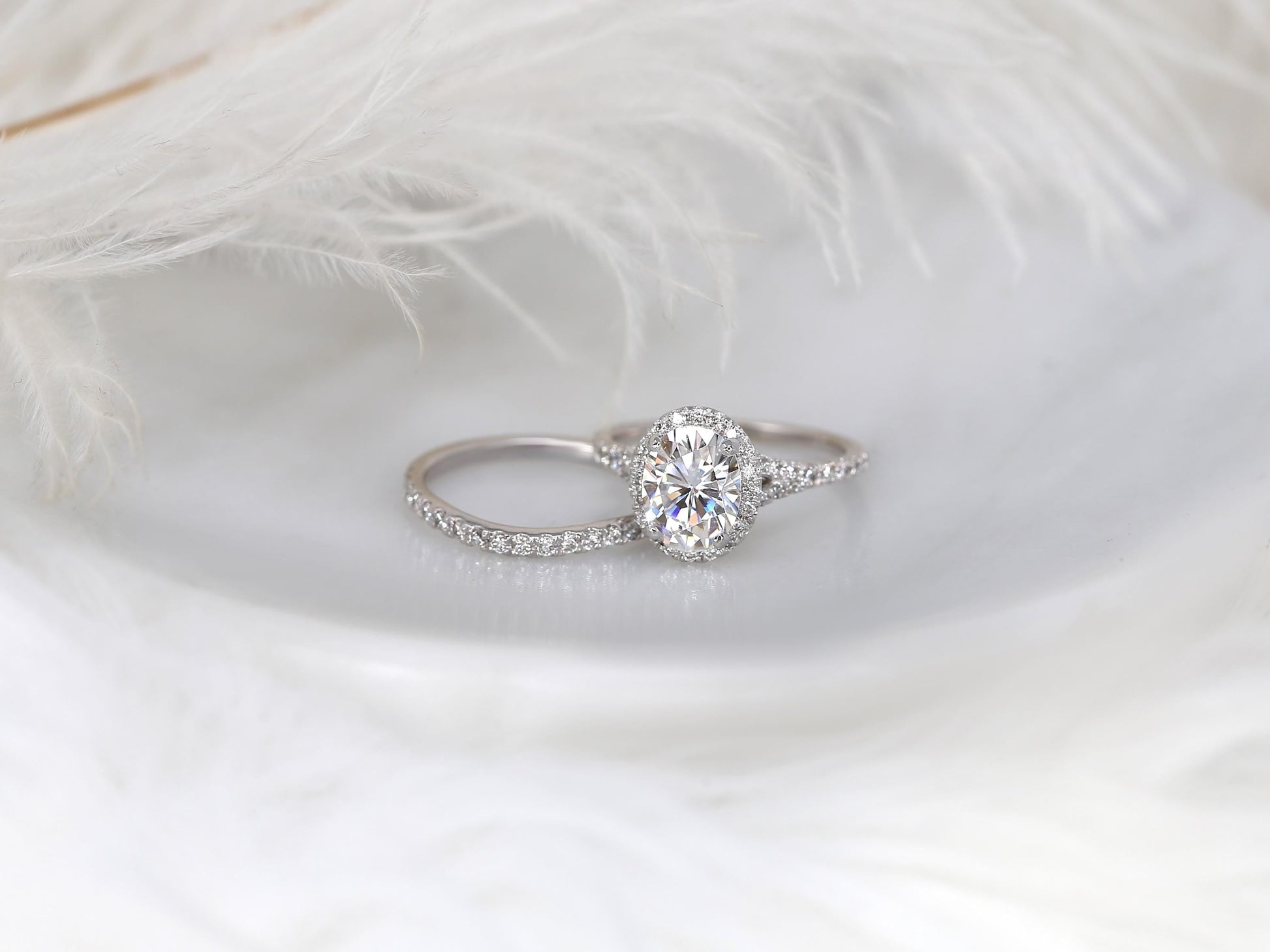 3.0 CT Elongated Cushion Solitaire Moissanite Diamond Bridal Ring Set