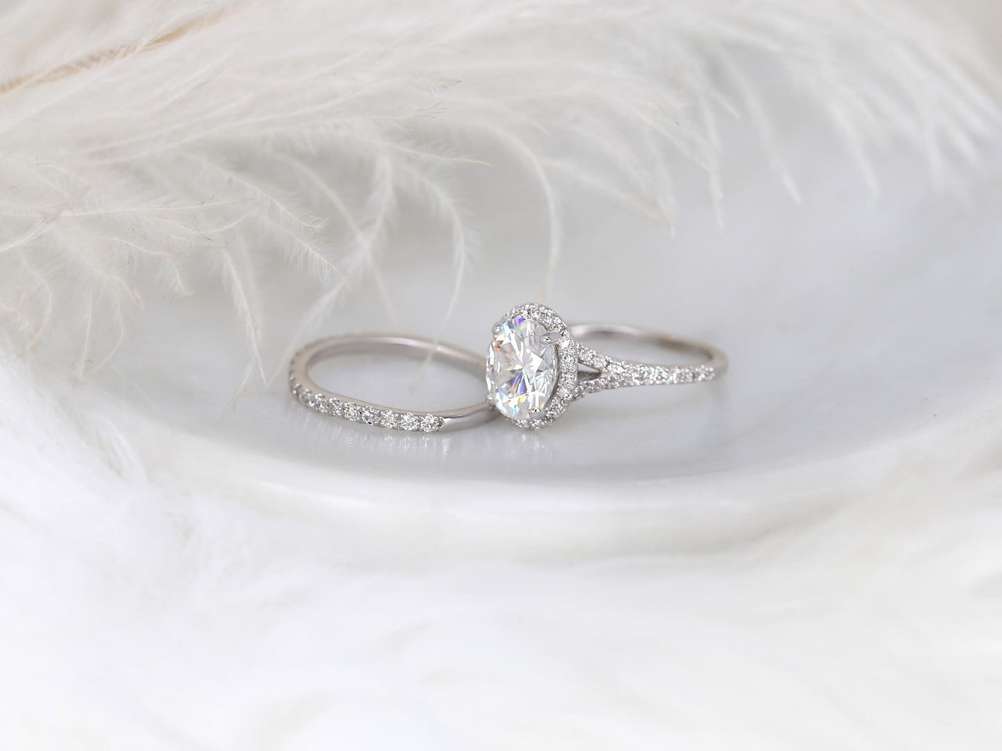 3.0 CT Elongated Cushion Solitaire Moissanite Diamond Bridal Ring Set