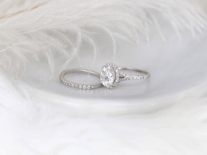 3.0 CT Elongated Cushion Solitaire Moissanite Diamond Bridal Ring Set