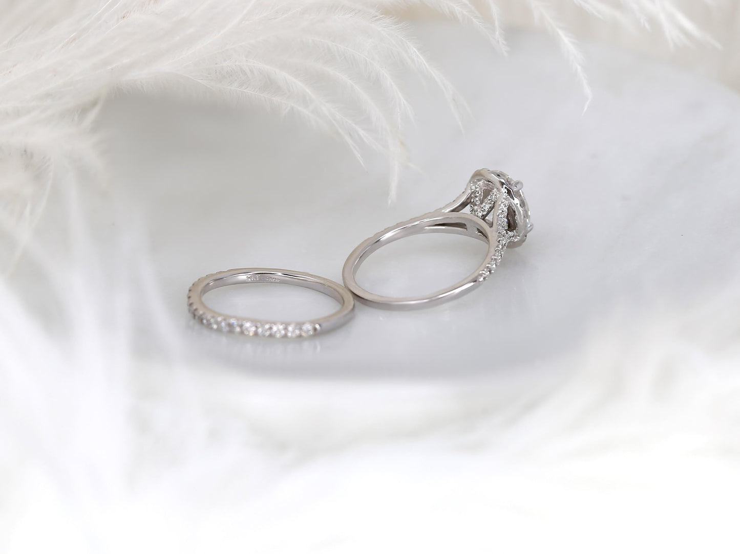 3.0 CT Elongated Cushion Solitaire Moissanite Diamond Bridal Ring Set