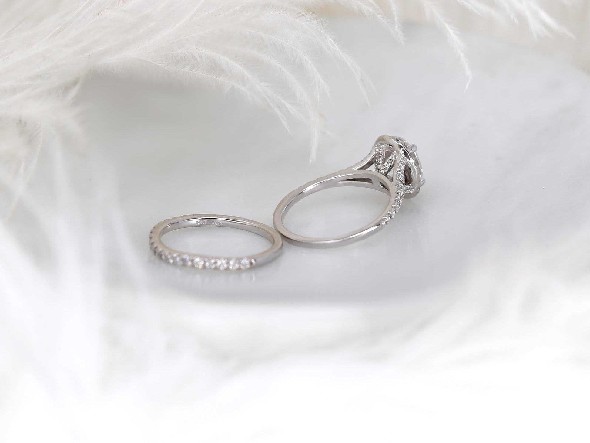 3.0 CT Elongated Cushion Solitaire Moissanite Diamond Bridal Ring Set