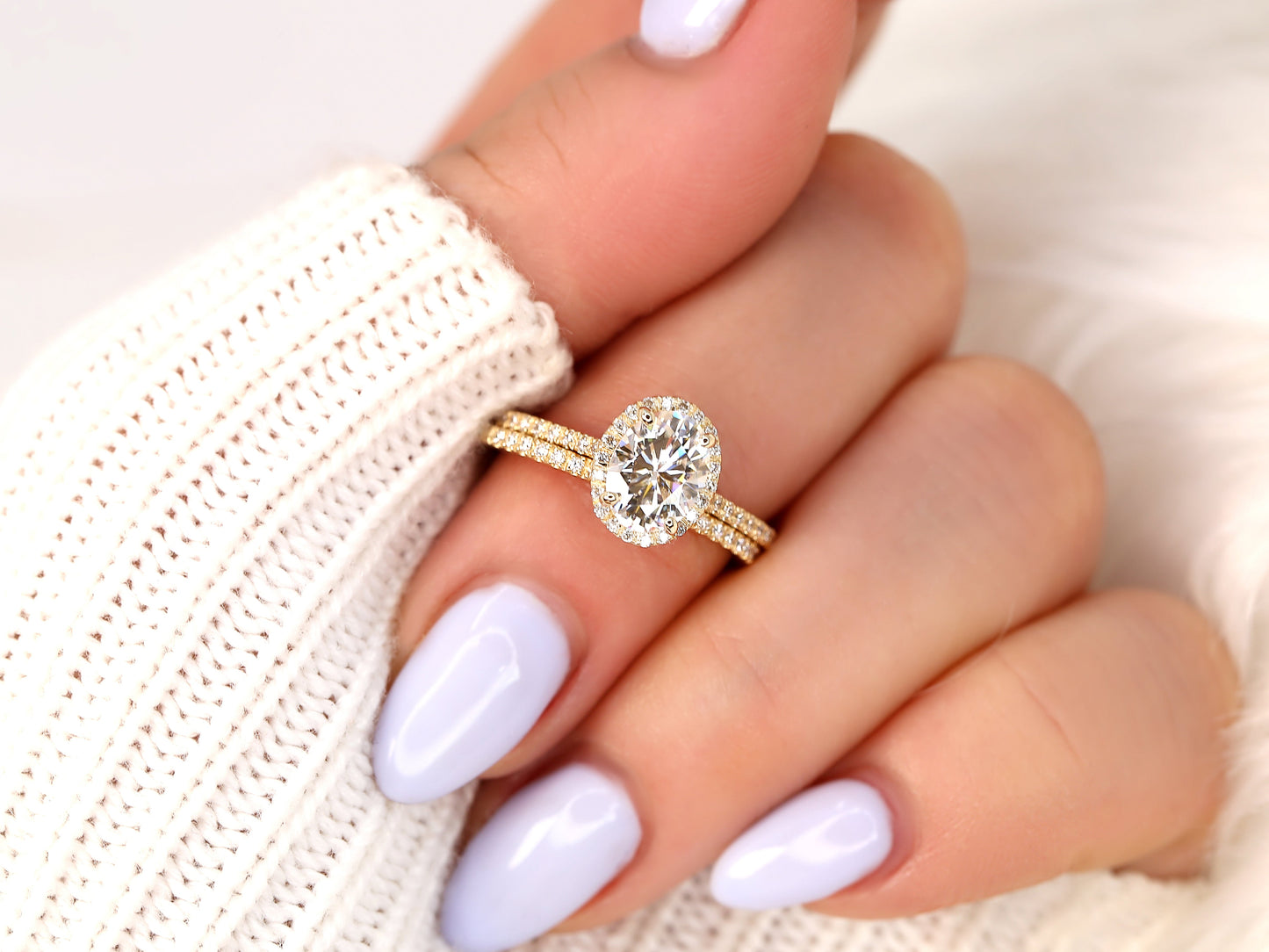 3.0 CT Elongated Cushion Solitaire Moissanite Diamond Bridal Ring Set
