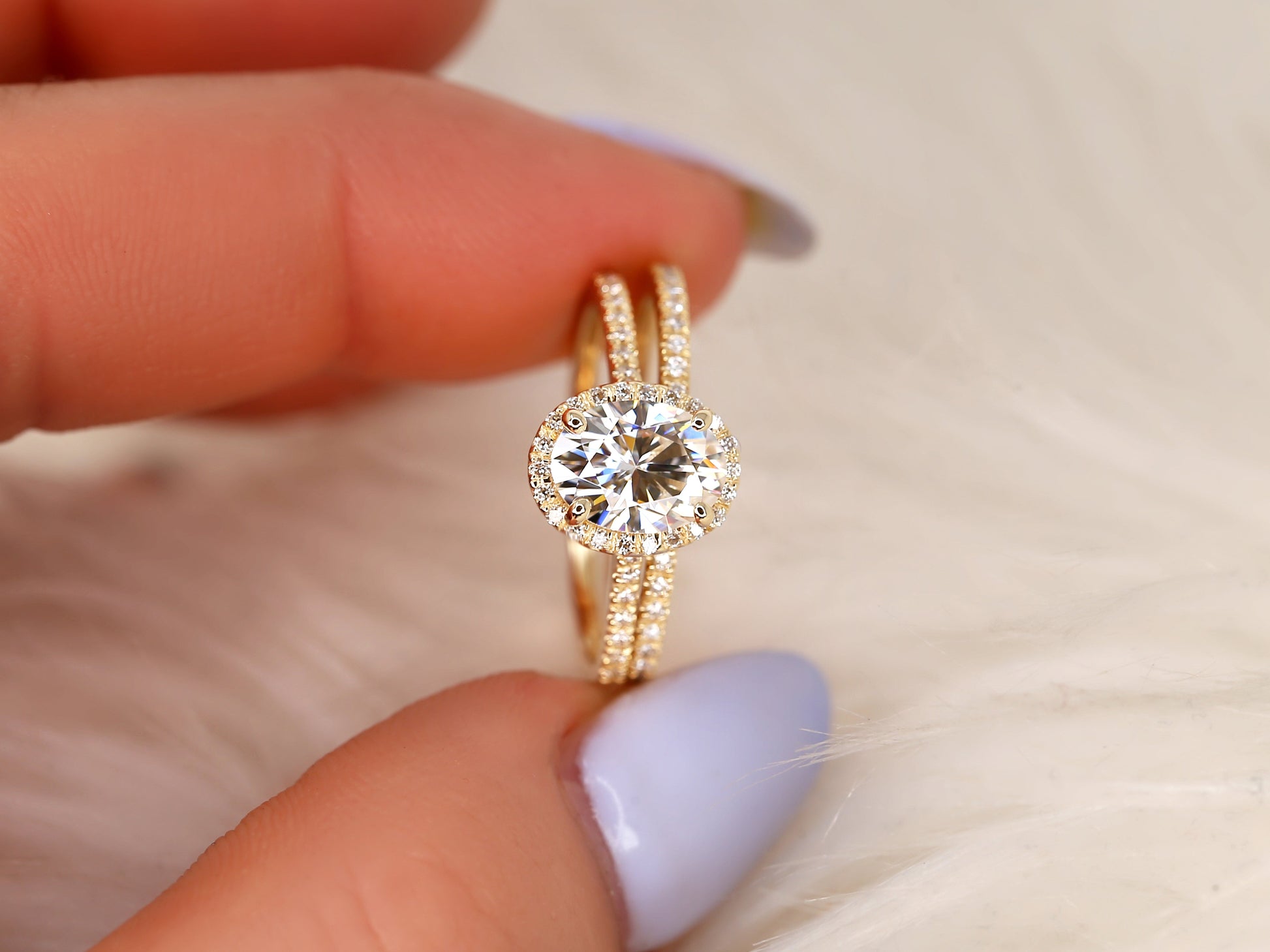 3.0 CT Elongated Cushion Solitaire Moissanite Diamond Bridal Ring Set