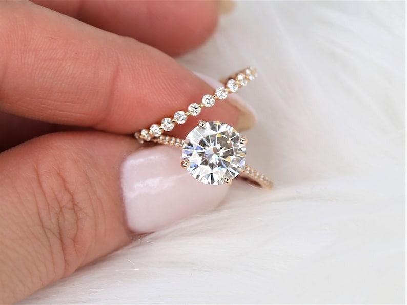 3.0 CT Elongated Cushion Solitaire Moissanite Diamond Bridal Ring Set