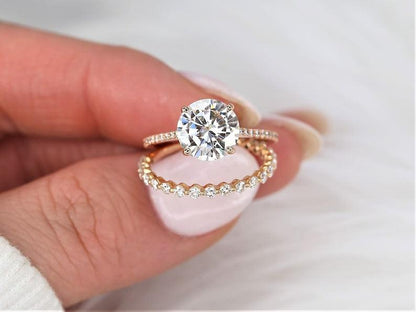 3.0 CT Elongated Cushion Solitaire Moissanite Diamond Bridal Ring Set