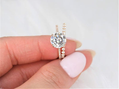 3.0 CT Elongated Cushion Solitaire Moissanite Diamond Bridal Ring Set