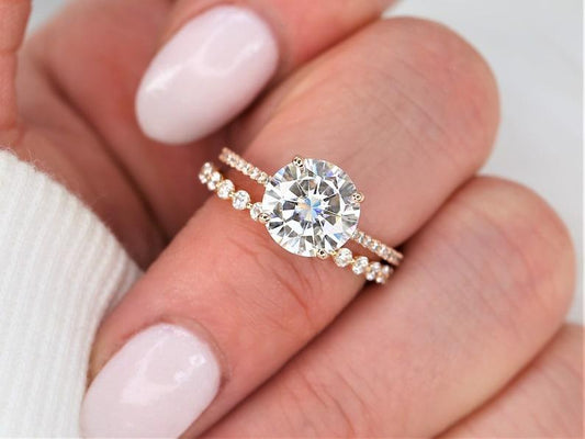 3.0 CT Elongated Cushion Solitaire Moissanite Diamond Bridal Ring Set