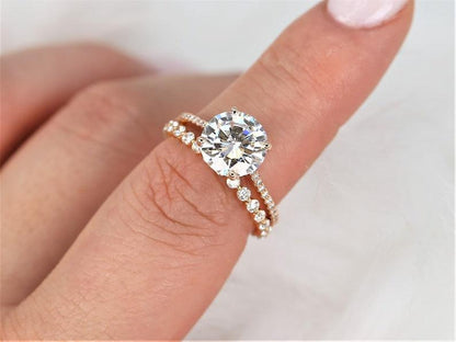 3.0 CT Elongated Cushion Solitaire Moissanite Diamond Bridal Ring Set