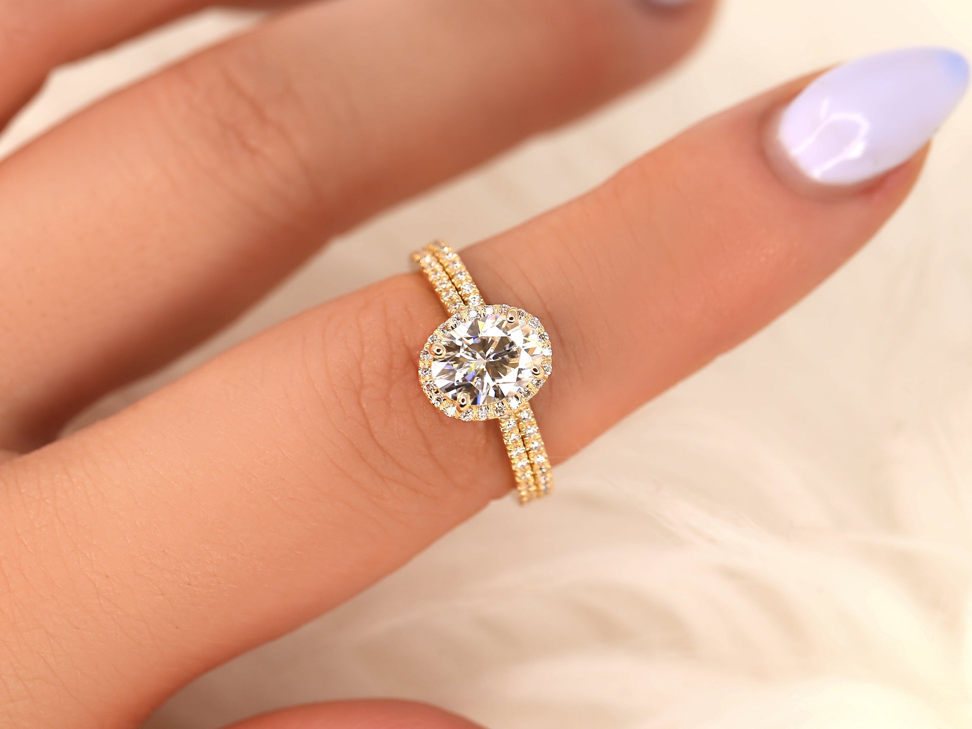 3.0 CT Elongated Cushion Solitaire Moissanite Diamond Bridal Ring Set