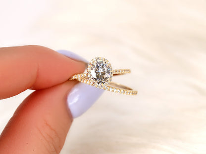 3.0 CT Elongated Cushion Solitaire Moissanite Diamond Bridal Ring Set