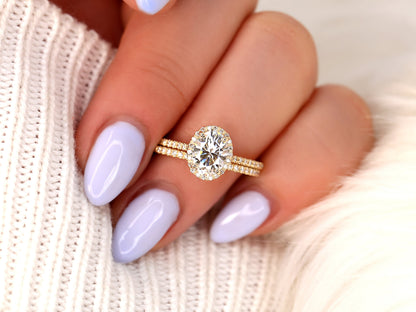 3.0 CT Elongated Cushion Solitaire Moissanite Diamond Bridal Ring Set
