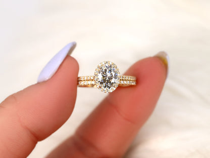 3.0 CT Elongated Cushion Solitaire Moissanite Diamond Bridal Ring Set
