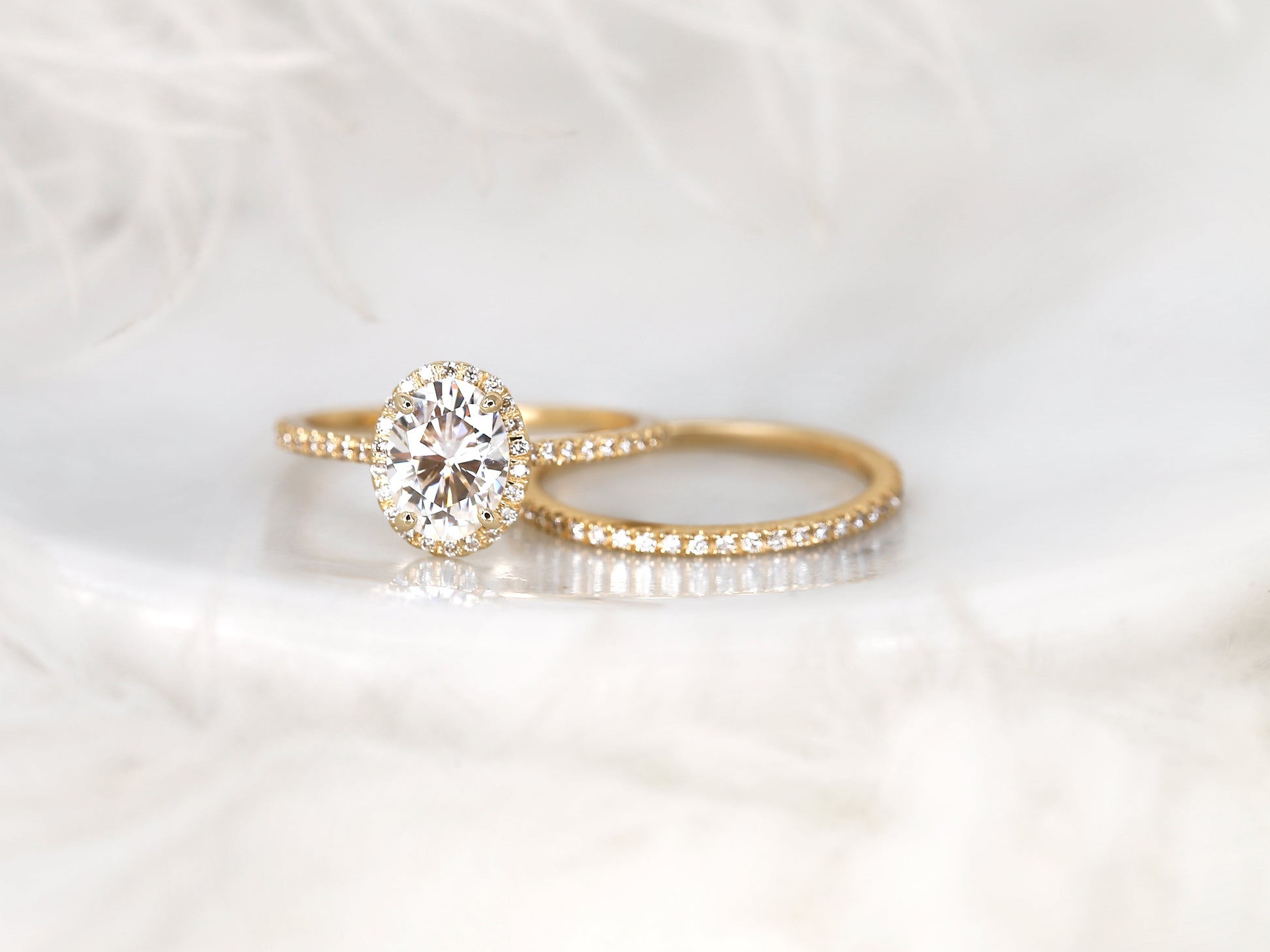 3.0 CT Elongated Cushion Solitaire Moissanite Diamond Bridal Ring Set