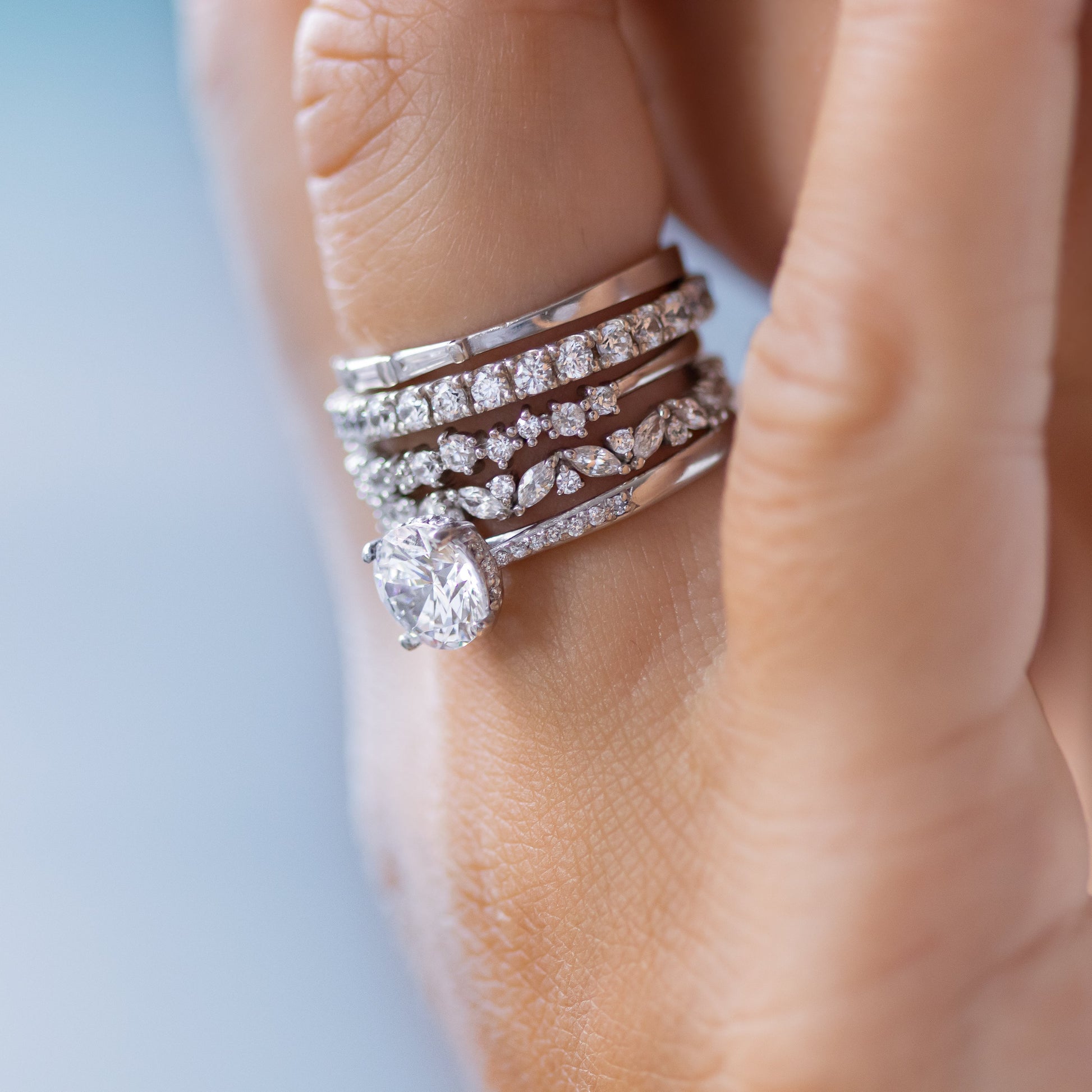 2 CT Round Three Stones Lab Grown Diamond Engagement Ring