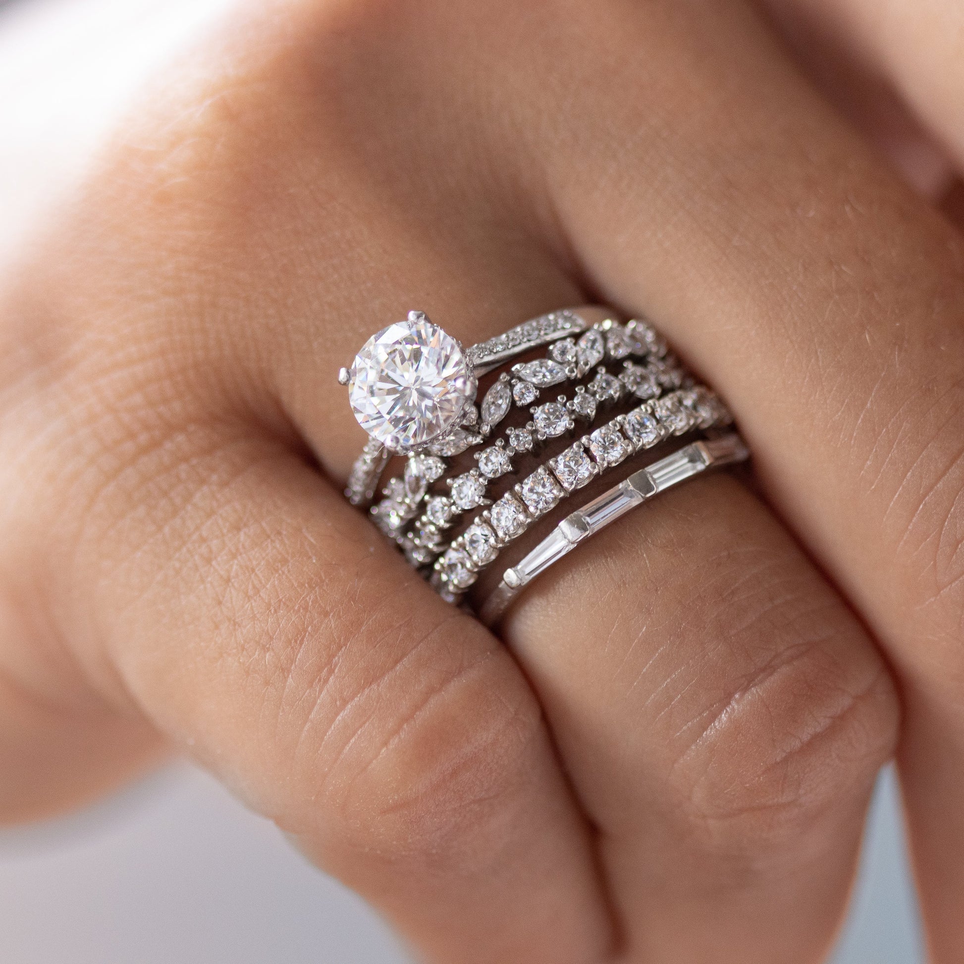 2 CT Round Three Stones Lab Grown Diamond Engagement Ring