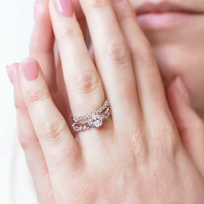 2 CT Round Three Stones Lab Grown Diamond Engagement Ring