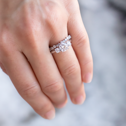 2 CT Round Three Stones Lab Grown Diamond Engagement Ring