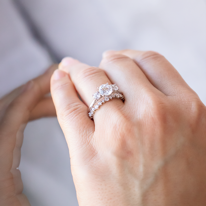 2 CT Round Three Stones Lab Grown Diamond Engagement Ring