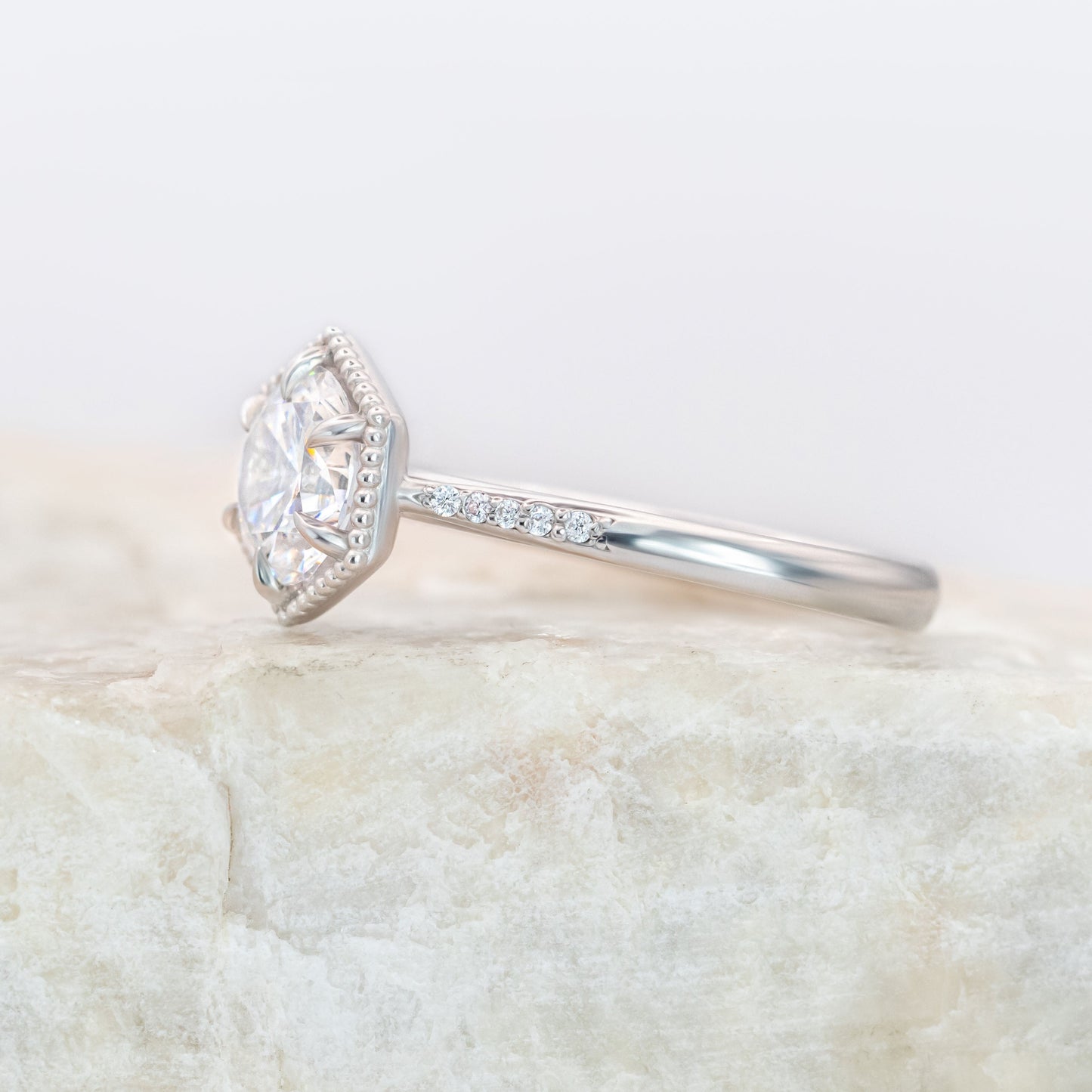 2 CT Round Three Stones Lab Grown Diamond Engagement Ring