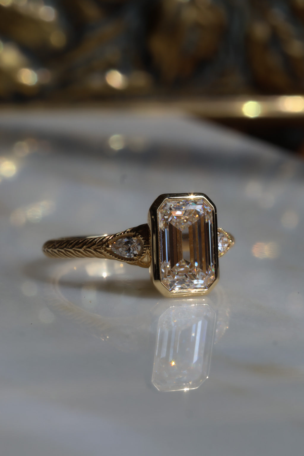 Round Swirl Semi Pave Engagement Ring – 1 CT Moissanite Diamond