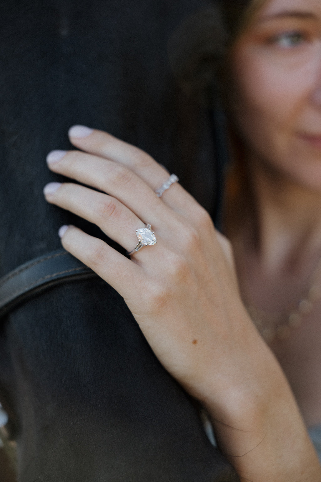 Round Swirl Semi Pave Engagement Ring – 1 CT Moissanite Diamond