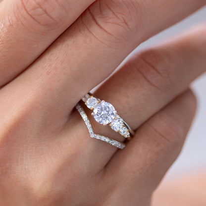 2 CT Round Three Stones Lab Grown Diamond Engagement Ring