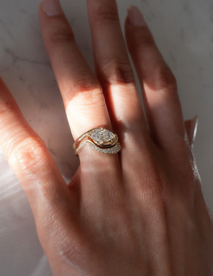 1 CT Marquise Cut Solitaire Lab Grown Diamond Ring With Wrap Bold Pave Band