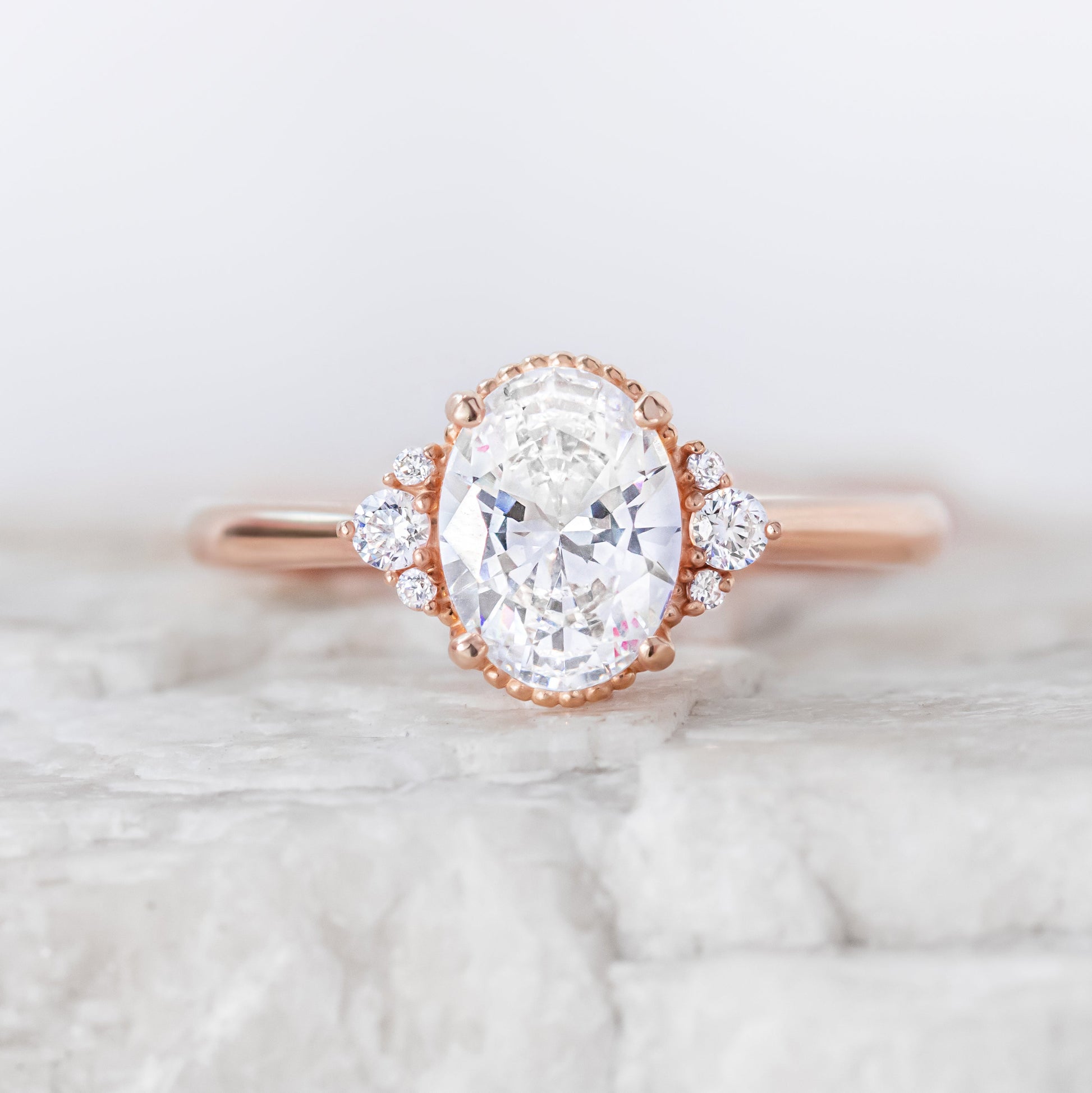 2 CT Round Three Stones Lab Grown Diamond Engagement Ring