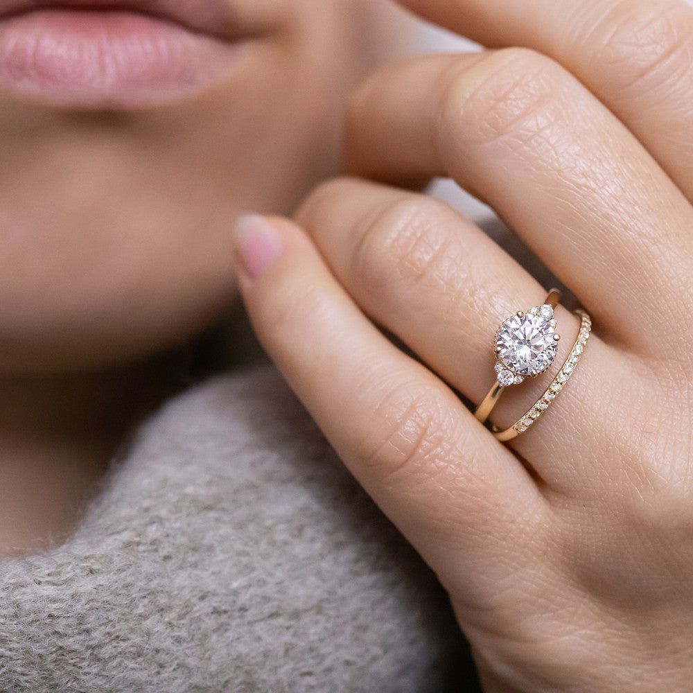 2 CT Round Three Stones Lab Grown Diamond Engagement Ring