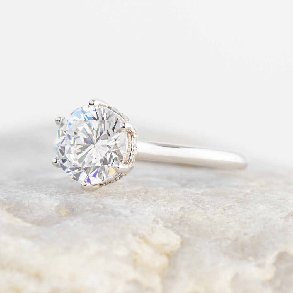 2 CT Round Three Stones Lab Grown Diamond Engagement Ring