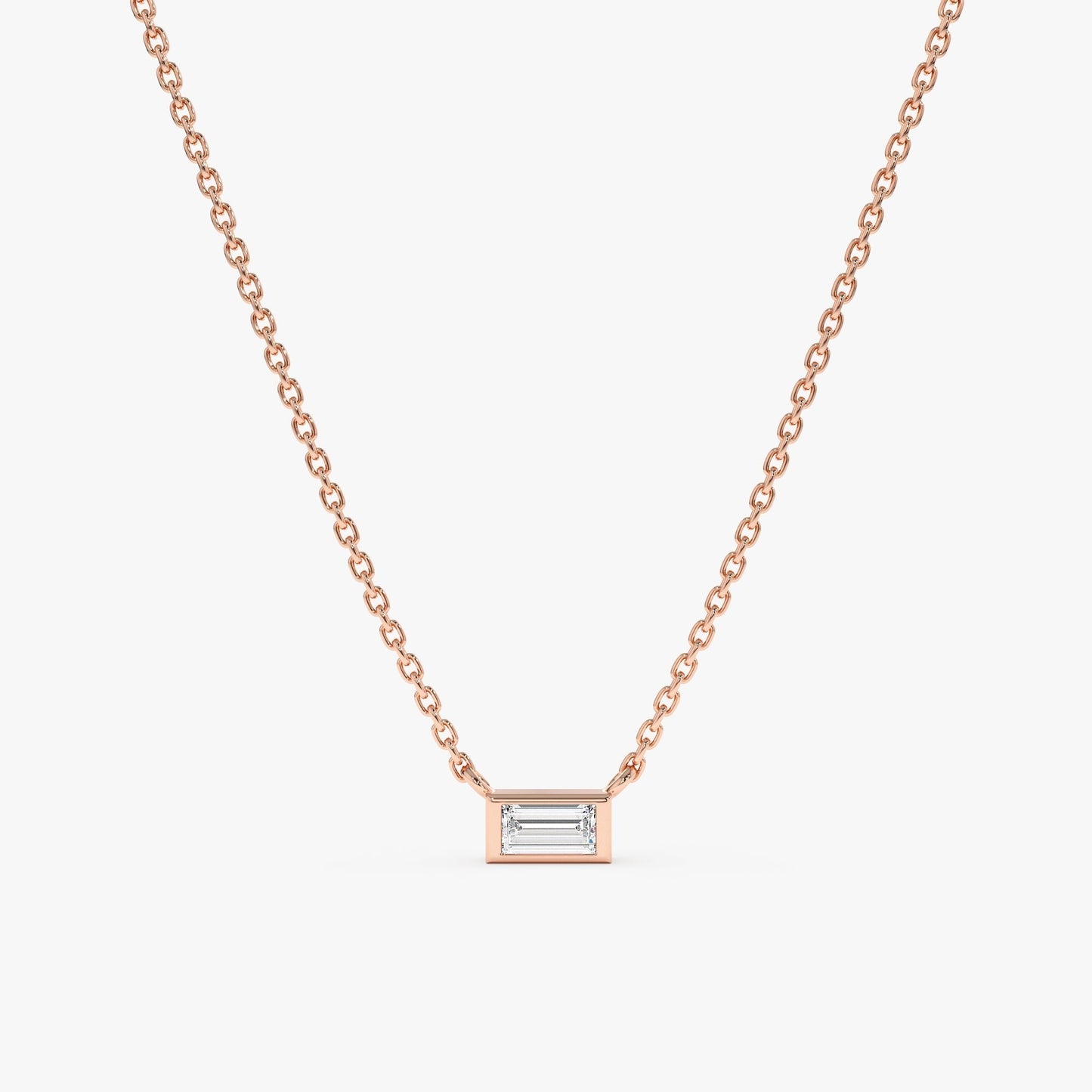 1.0 CT Round Bezel Solitaire Lab Grown Diamond Necklace