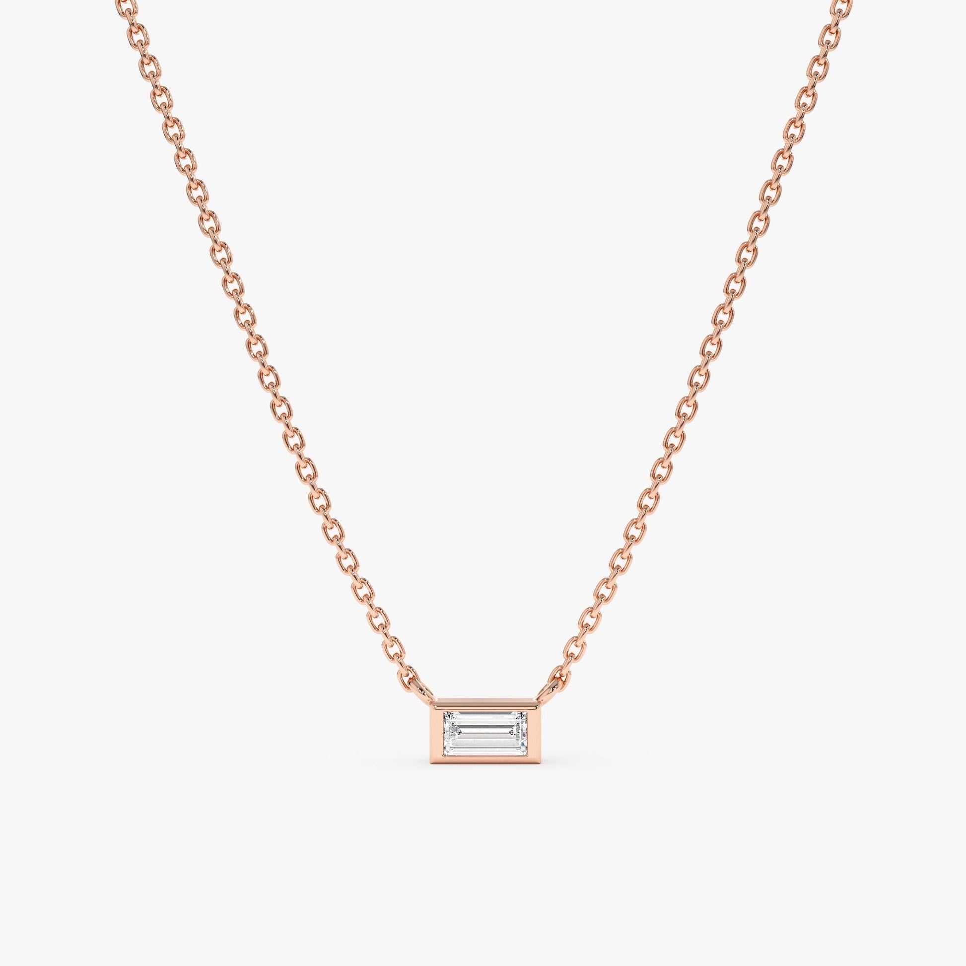 1.0 CT Round Bezel Solitaire Lab Grown Diamond Necklace