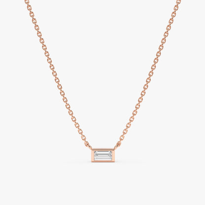 1.0 CT Round Bezel Solitaire Lab Grown Diamond Necklace