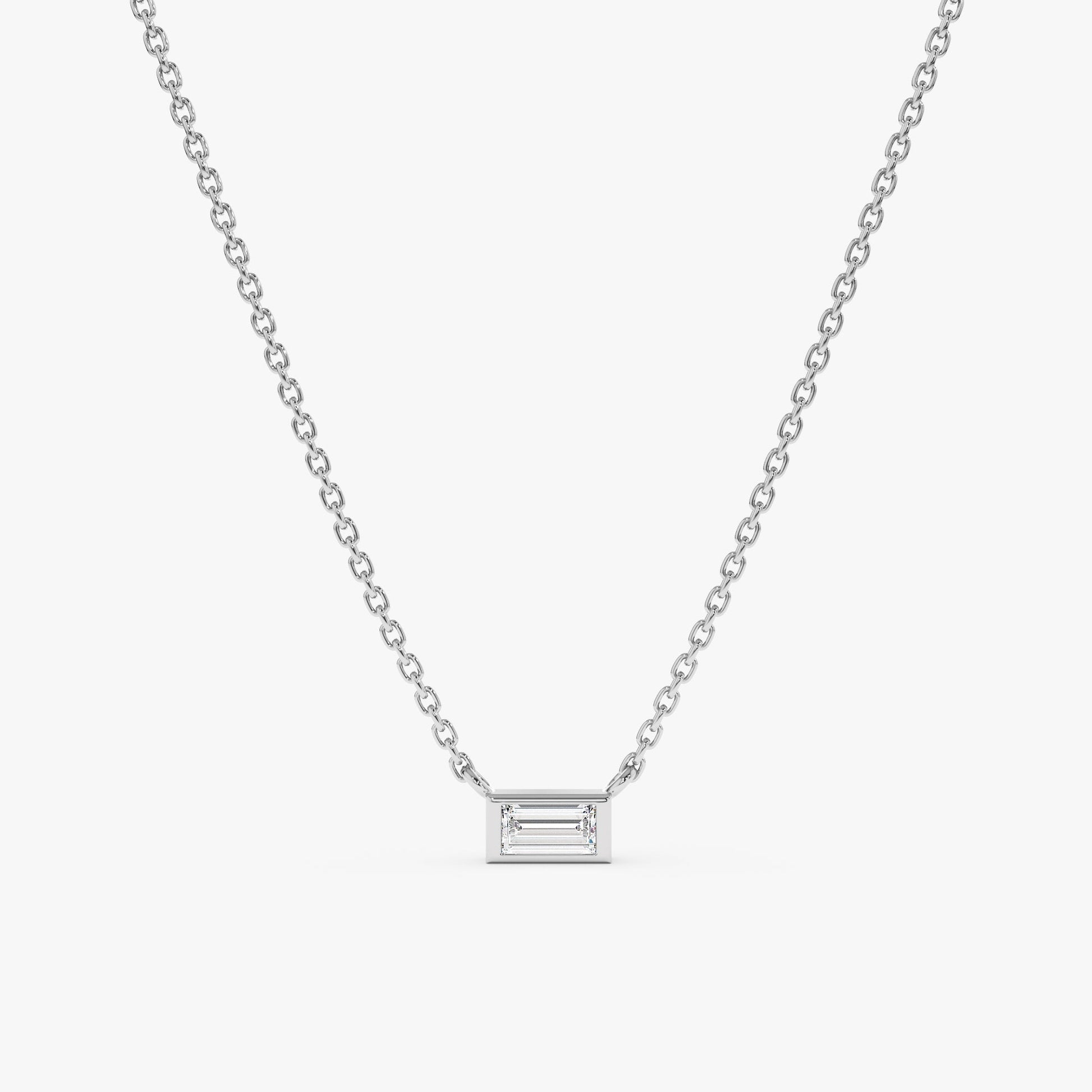 1.0 CT Round Bezel Solitaire Lab Grown Diamond Necklace