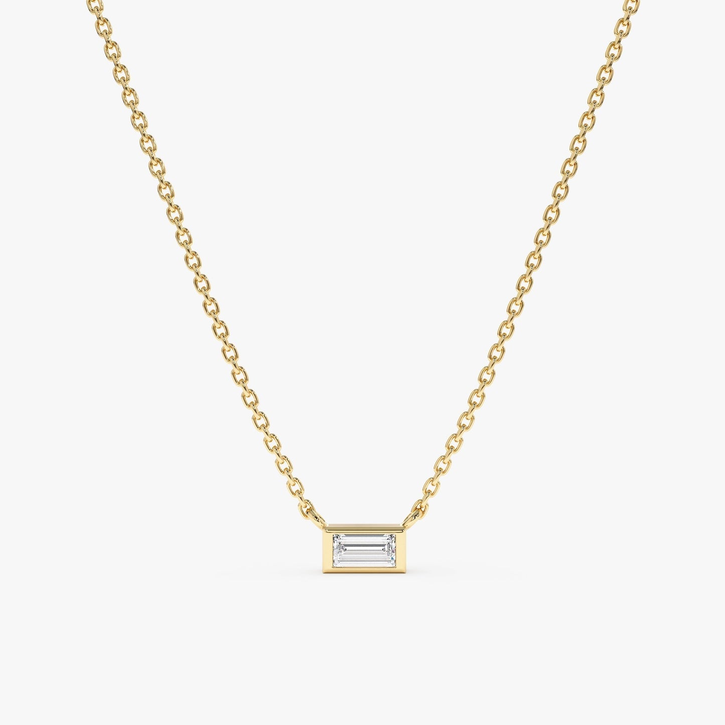 1.0 CT Round Bezel Solitaire Lab Grown Diamond Necklace