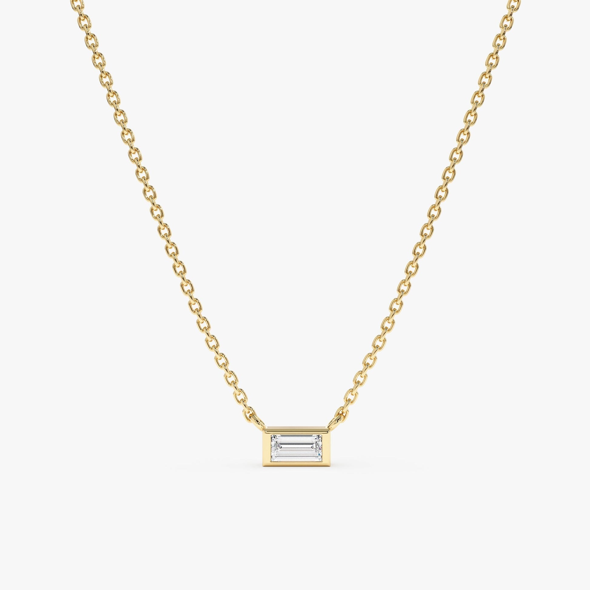 1.0 CT Round Bezel Solitaire Lab Grown Diamond Necklace