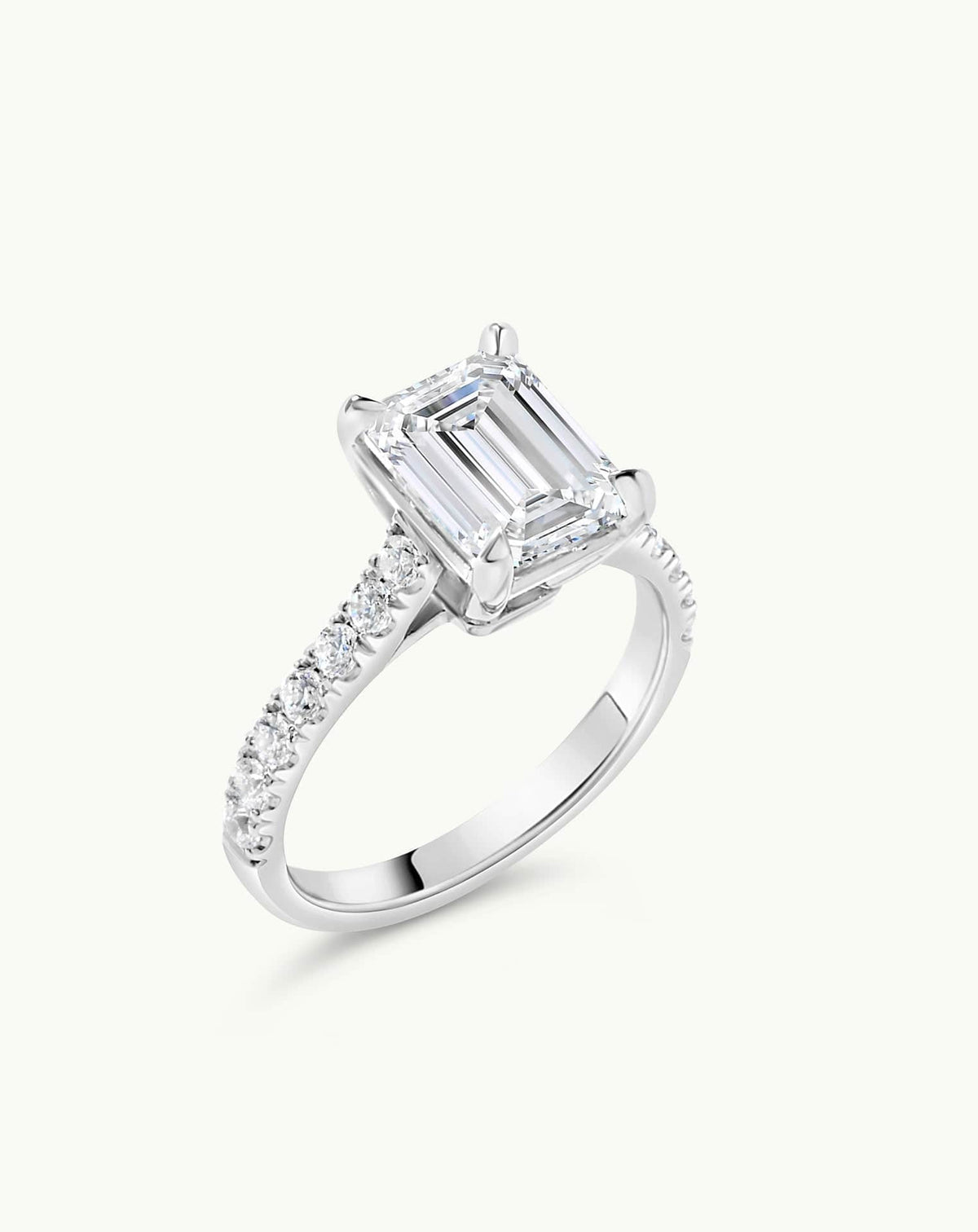 Emerald Pave Engagement Ring – 1 CT Lab Grown Diamond