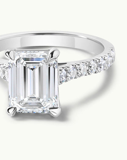 Emerald Pave Engagement Ring – 1 CT Lab Grown Diamond